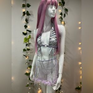 Harness top with mesh sparkle skirt